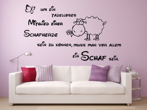Blumenauto Xl Wandtattoo 68175-100X58 Cm, Zitat Einstein ~ Um Ein Mitglied Tadellos Einer Schafherde Sein Zu Können..Schaf Für Kinderzimmer Wohnzimmer ~ Wandaufkleber Aufkleber von Blumenauto