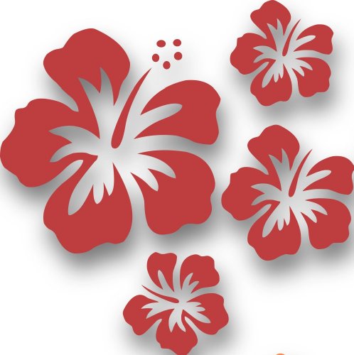 MIXED SET HIBSIKUS Blüten, 4 Stück rote Autoaufkleber Blumen Sticker Outdoor, Wandtattoo & Fensterbild Hibiscus Hawaii von Blumenauto