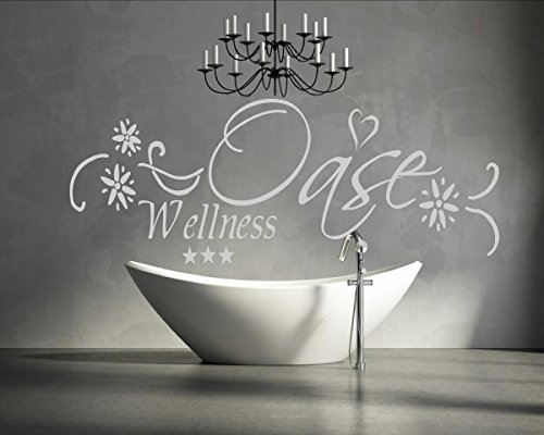 Türaufkleber Wandtattoo Wellness Oase fürs Badezimmer WC 72021-58x20 cm, Beschriftung, Wandaufkleber Aufkleber für die Wand, Tapetensticker aus Markenfolie, 32 Farben wählbar von Blumenauto