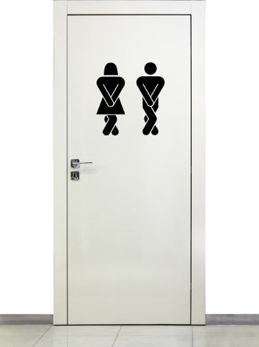 Türaufkleber fürs WC / Wandtattoo selbstklebende Beschriftung für Türen ~ Toilettenmännchen, Damen, Herren ~ 68118-14x15 cm Wandaufkleber Wandtatoos Sticker Aufkleber für die Wand, Tapetensticker, Badezimmertür von Blumenauto