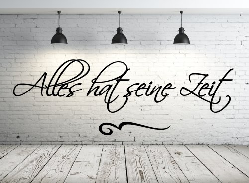 Wandtattoo 68085-58x20 cm, ~ Spruch: Alles hat seine Zeit ~ Wandaufkleber Wandtatoos Sticker Aufkleber für die Wand, Fensterbild, Tapetensticker, Türaufkleber, Tattoo aus Markenfolie - aus 32 Farben wählen von Blumenauto