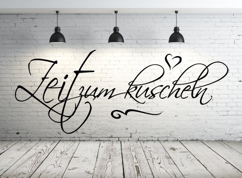 Wandtattoo 68086-58x23 cm, ~ Spruch: Zeit zum kuscheln ~ Wandaufkleber Wandtatoos Sticker Aufkleber für die Wand, Fensterbild, Tapetensticker, Türaufkleber, Tattoo aus Markenfolie - aus 32 Farben wählen von Blumenauto