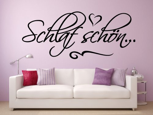 Wandtattoo 68089-58x24 cm, ~ Text: Schlaf schön... ~ Wandaufkleber Wandtatoos Sticker Aufkleber für die Wand, Fensterbild, Tapetensticker, Türaufkleber, Tattoo aus Markenfolie - aus 32 Farben wählen von Blumenauto