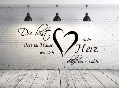 Wandtattoo 68137-58x29 cm, Zitate ~ Du bist dort zu Hause wo sich dein Herz daheim fühlt ~ Wandaufkleber Aufkleber für die Wand, Tapetensticker aus Markenfolie, 32 Farben wählbar von Blumenauto