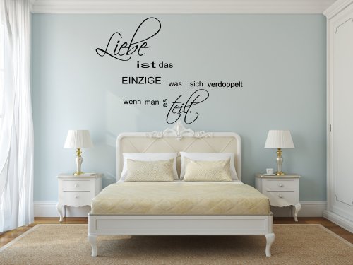 Wandtattoo 68153-80x58 cm, Zitat ~ Liebe ist das einzige was sich verdoppelt wenn man es teilt ~ Wandaufkleber Aufkleber für die Wand, Tapetensticker aus Markenfolie, 32 Farben wählbar von Blumenauto