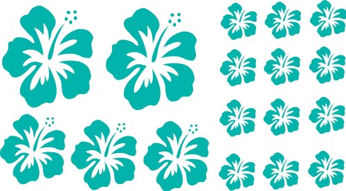 XL Design Set in Türkis 17 Stück HIBISKUS Blüten Autoaufkleber selbstklebende Blumen bunte Sticker Outdoor, Wandtattoo & Fensterbild wählen Sie aus 32 Farben! XL Design Set in Türkis 17 Stück HIBISKUS Blüten Autoaufkleber selbstklebende Blumen bunte Sticker Outdoor, Wandtattoo & Fensterbild wählen Sie aus 32 Farben! von Blumenauto