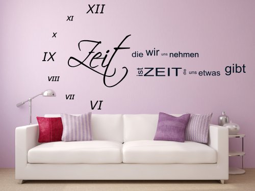 XL Wandtattoo Schlafzimmer 68154-110x57 cm, Zitat ~ Zeit die wir uns nehmen ist Zeit die uns etwas gibt ~ Wandaufkleber Aufkleber für die Wand, Tapetensticker aus Markenfolie, 32 Farben wählbar von Blumenauto