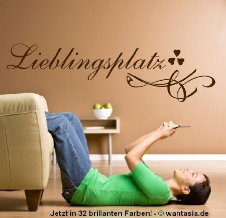 XL Wandtattoo ~ Text: Lieblingsplatz, Sprüche, + Ranke und Herzen ~ 620036-110x29 cm, Wandaufkleber Wandtatoos Sticker Aufkleber für die Wand, Fensterbild, Tapetensticker, Türaufkleber, Fensteraufkleber, Tattoo aus Markenfolie in 32 Farbe von Blumenauto