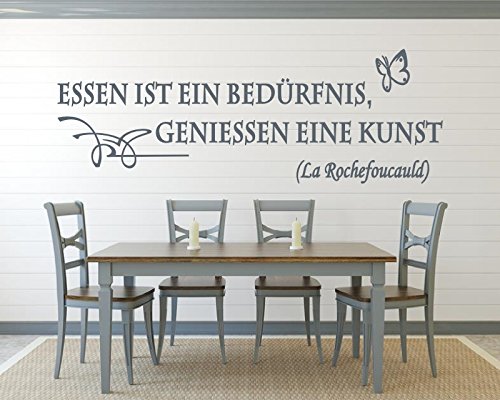 XL Wandtattoo für die Küche ~ Zitat: Essen ist ein Bedürfnis, Geniessen eine Kunst , Sprüche + Blumenranke ~ 620034-120x41 cm, Wandaufkleber Wandtatoos Sticker Aufkleber für die Wand, Fensterbild, Tapetensticker, Türaufkleber, Fensteraufkleber, Tattoo aus Markenfolie in 32 Farbe von Blumenauto