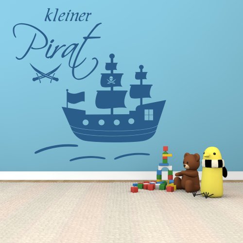 XXL Wandtattoo 68163-100x100 cm, ~ Kleiner Pirat, großes Piratenschiff mit Säbeln ~ fürs Kinderzimmer, Jungen Wandaufkleber Wandtatoos Sticker Aufkleber für die Wand, Fensterbild, Tapetensticker, Türaufkleber, Tattoo aus Markenfolie - aus 32 Farben wählen von Blumenauto