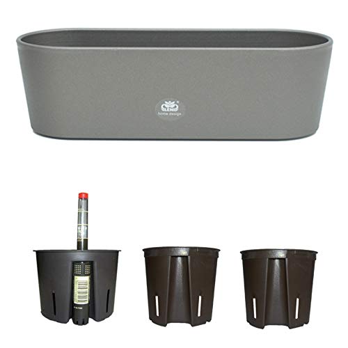 Set5 Kunststoff Flori Pflanzschale dunkelsilber für Hydrokultur L 26.5cm B 10.0cm H 08.0cm von Blumenkasten Kunststoff + Bewässerungssystem