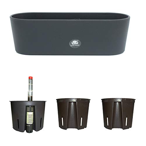 Set5 Kunststoff Flori Pflanzschale schwarz für Hydrokultur L 26.5cm B 10.0cm H 08.0cm von Blumenkasten Kunststoff + Bewässerungssystem