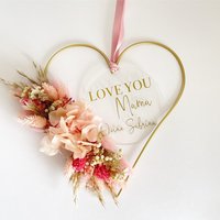 Metallherz |Trockenblumenkranz I Türkranz Wandkranzi Geschenkidee Mitbringsel Iwunschanfertigungi Personalisierbar -Blumenkranzliebe von BlumenkranzLiebe