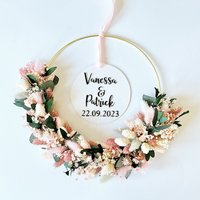 Trockenblumenkranz Mit Personalisierter Acrylglasscheibe I Türkranz | Einzugsgeschenk |Hochzeitsgeschenk Geschenkidee-Blumenkranz.liebe von BlumenkranzLiebe
