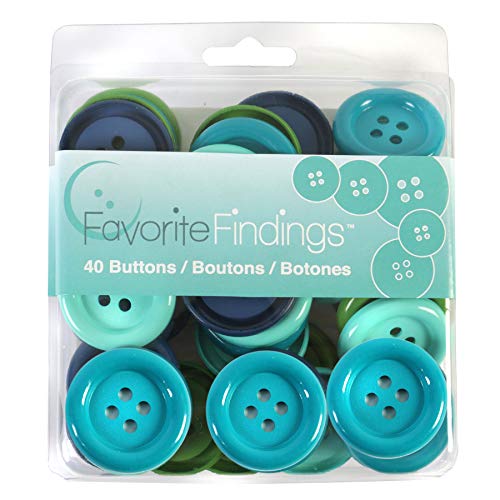 Blumenthal Lansing 4000184 40 Favorite Findings sortiert Bastel- und Nähknöpfe, grün und blau, 40 Stück von Blumenthal Lansing