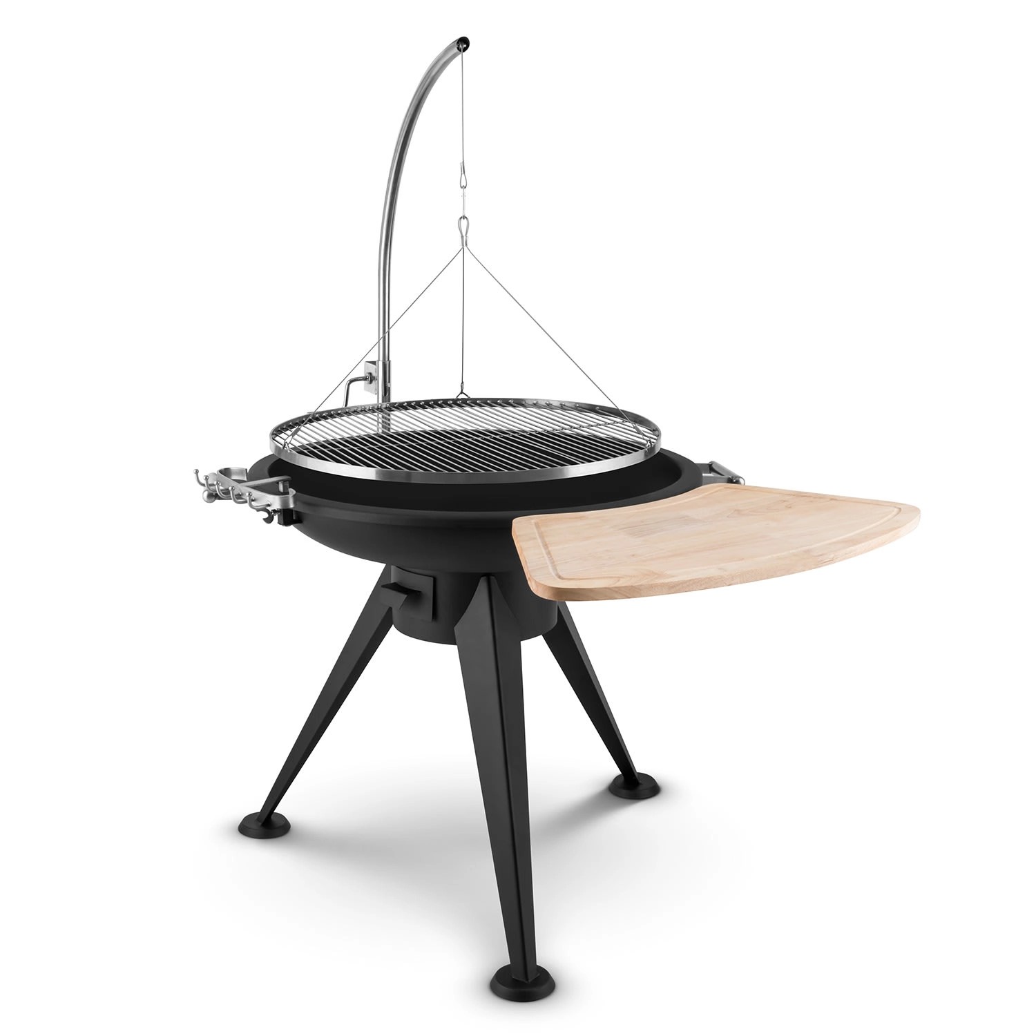 Blumfeldt Delion Galgen-Schwenkgrill Feuerschale Ø 80 cm Hochfuß Seilzug Edelstahl Schwarz von Blumfeldt