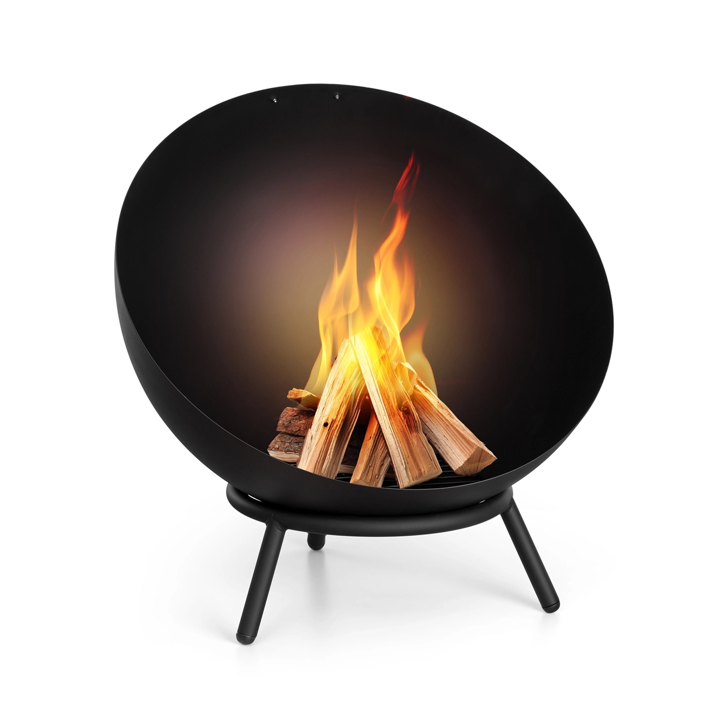 Blumfeldt Fireball Feuerschale Ø 66 cm Kippbar 2 mm Stahl Horizontal Kohlerost Diagonal Schwarz von Blumfeldt