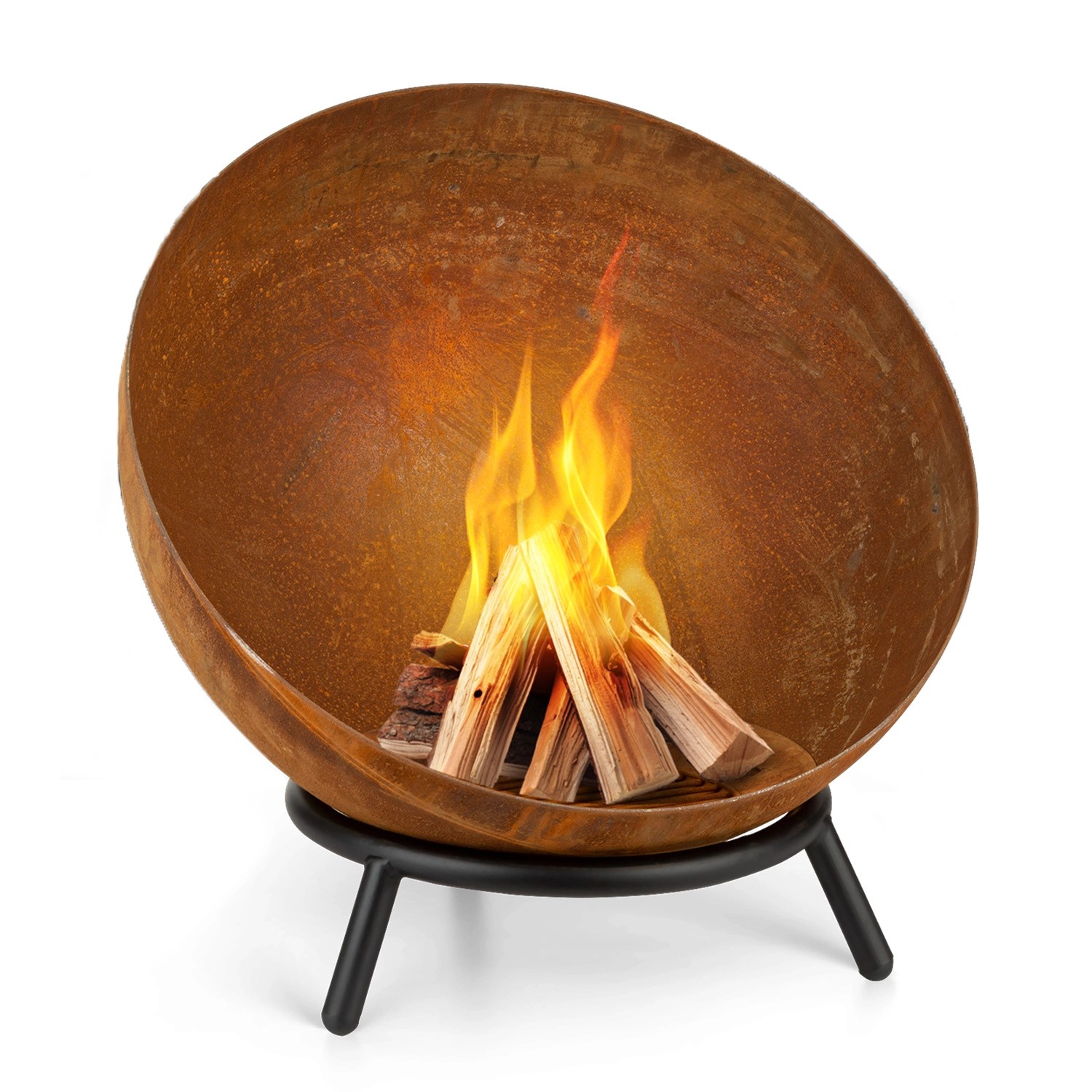 Blumfeldt Fireball Rust Feuerschale Ø 60 cm Kippbare Ascherost Rost-Finish von Blumfeldt