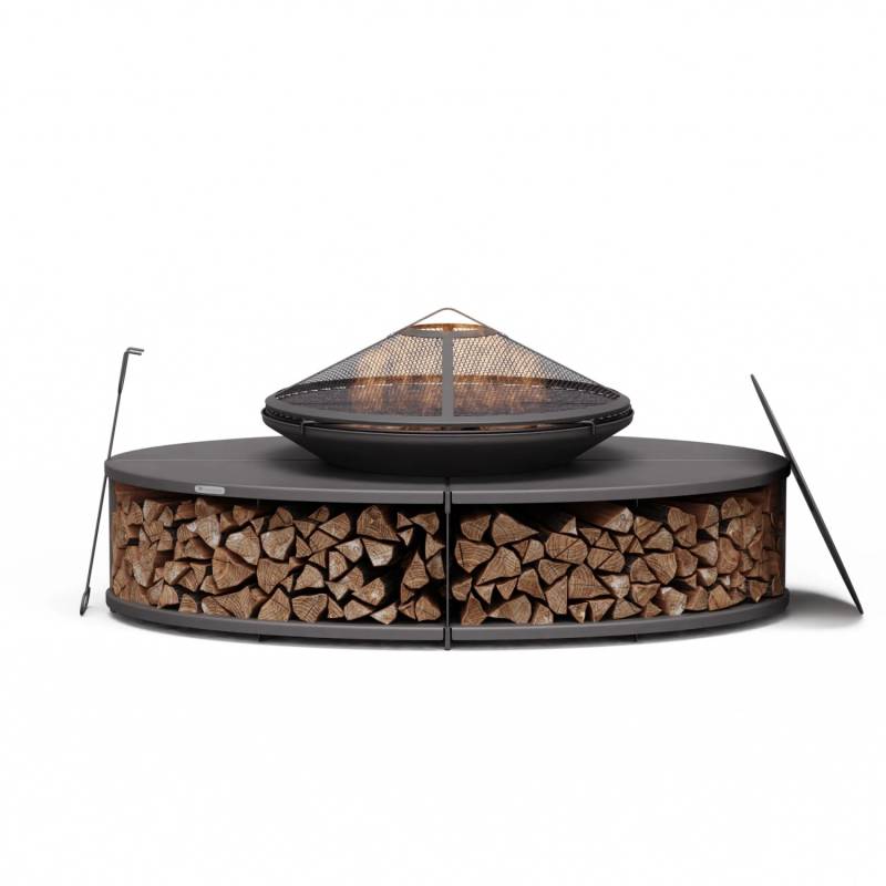 Blumfeldt Firebowl Ebeko 3-in-1 Grillfunktion als Tisch Nutzbar Grillrost Funkenschutz Schwarz von Blumfeldt
