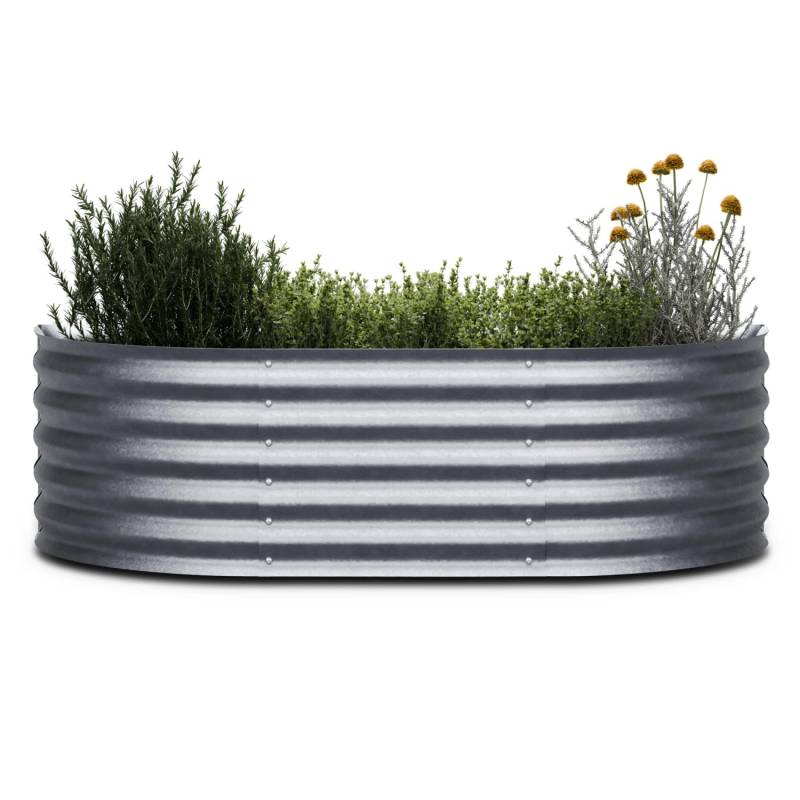 Blumfeldt High Grow Extended Hochbeet 150x43x60 cm Stahl-Wellblech Einfacher Aufbau Rostfrei Silber von Blumfeldt