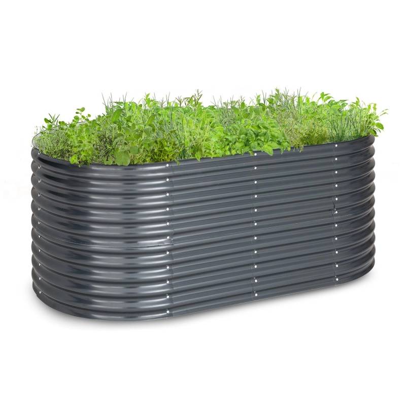 Blumfeldt High Grow Hochbeet 200x80x100 cm Stahl-Wellblech Einfacher Aufbau Oval Anthrazit von Blumfeldt