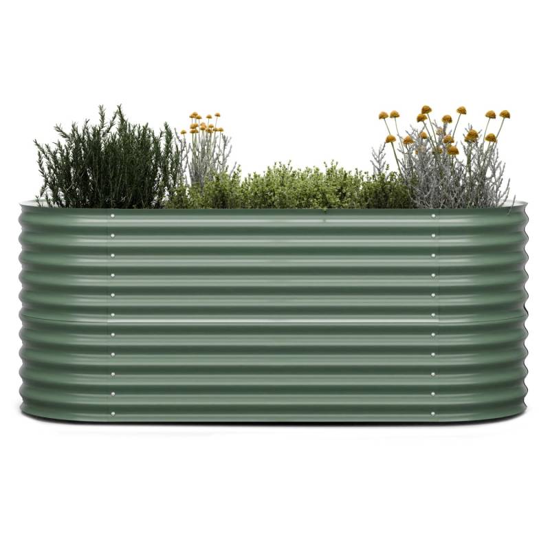 Blumfeldt High Grow Hochbeet 200x80x100 cm Stahl-Wellblech Rechteckig Dunkles Moosgrün von Blumfeldt