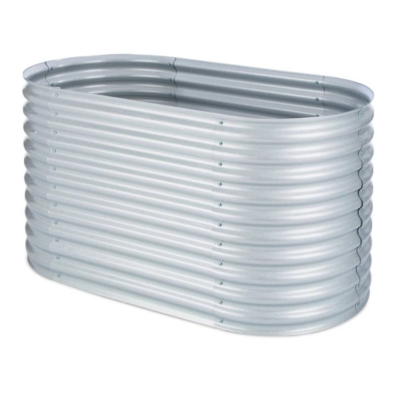 Blumfeldt High Grow Hochbeet Gartenbeet 160x80x80 cm Zink-Alu-Beschichtung Oval Silber-Metallic von Blumfeldt