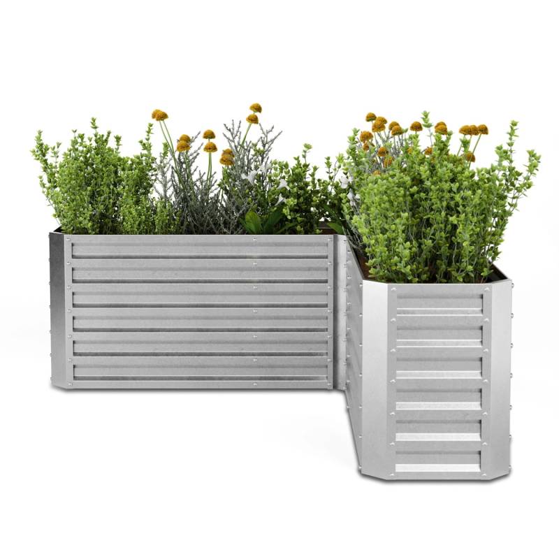 Blumfeldt High Grow Hochbeet Gartenbeet Wetterfest Rostfrei Robust 160x60x160 cm 742 L L-Form Silber von Blumfeldt