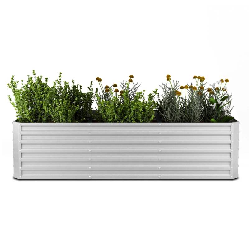 Blumfeldt High Grow Straight Hochbeet 1440 L Wetterfest Offene Bodenstruktur 240x60x100 cm Rechteckig Silber von Blumfeldt