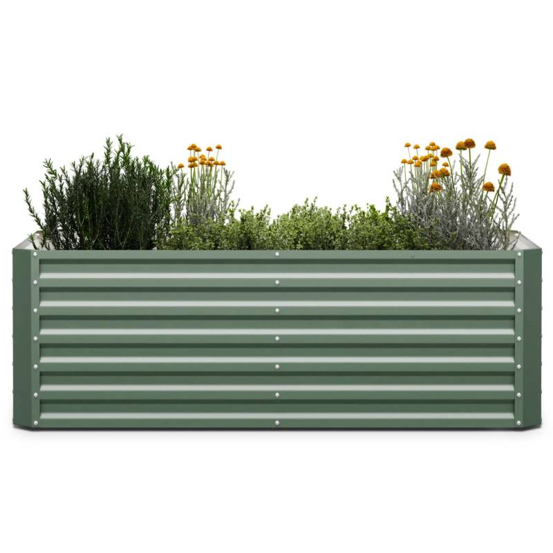 Blumfeldt High Grow Straight Hochbeet 180x60x90 cm Stahl-Wellblech Einfacher Aufbau Rostfrei Rechteckig Dunkles Moosgrün von Blumfeldt