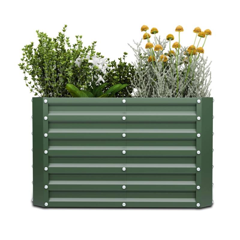 Blumfeldt High Grow Straight Hochbeet 600 L Wetterfest Offene Bodenstruktur Quadratisch Dunkles Moosgrün von Blumfeldt