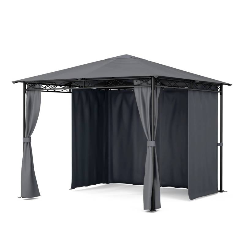Blumfeldt Mondo Gartenpavillon Partyzelt Gazebo 295x262x295 cm Stahl Polyester Dunkelgrau von Blumfeldt