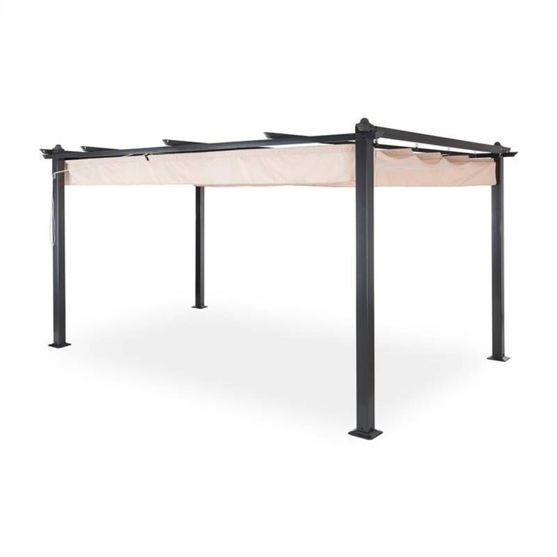 Blumfeldt Pantheon Pergola Vordach Gartenpavillon 3x4 m Aluminium Sonnendach Polyester Beige von Blumfeldt