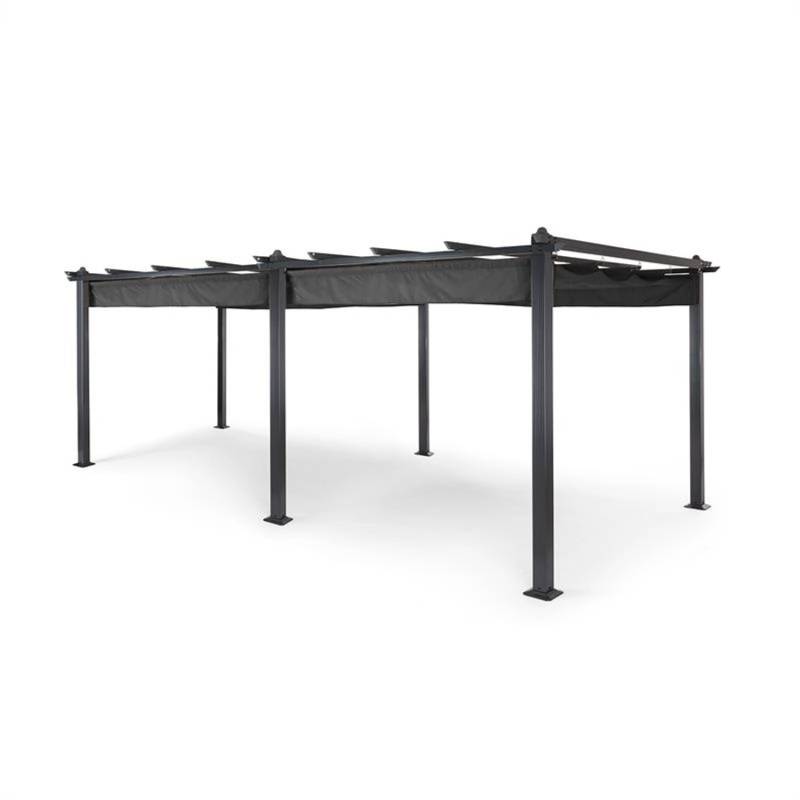 Blumfeldt Pantheon Pergola Vordach Gartenpavillon 3x6 m Aluminium Sonnendach Polyester Grau von Blumfeldt