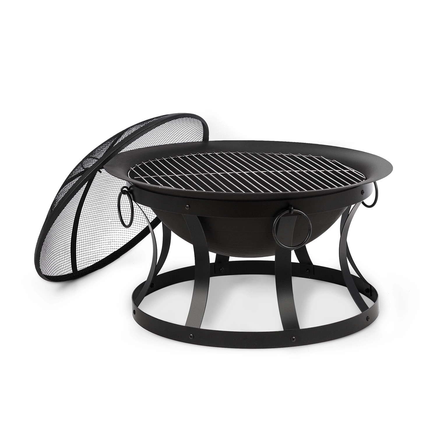Blumfeldt Pentos 2-in-1-Feuerschale Ø 73 cm Funkenschutz Ø60cm Grill Gusseisen Schwarz von Blumfeldt