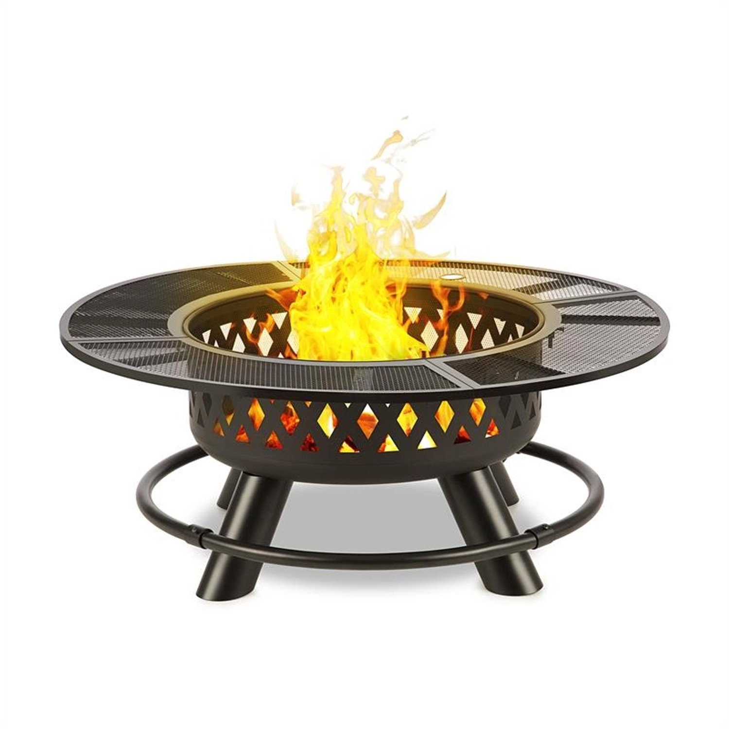 Blumfeldt Rosario 3-in-1-Feuerschale Ø 120 cm 70 cm Grill Tischplatte Stahl Schwarz von Blumfeldt