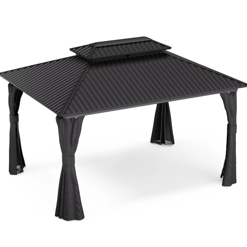 Blumfeldt ShadeFortress Pavillon 4x3 m Verzinktes Stahldach Schützt vor Sonne Regen und Wind Schwarz von Blumfeldt