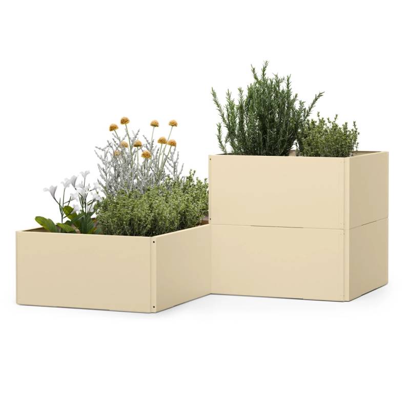 Blumfeldt Versagrow Hochbeet mit 12 Modulen Individuell Form 1 mm Rostfester Stahl 63x30x63 cm Rechteckig Vintage-Creme von Blumfeldt