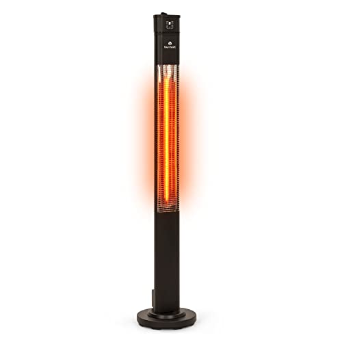 blumfeldt Heat Guru Plus Standheizstrahler - Stand Heizstrahler mit 2000 W Leistung, 3 Heizstufen, Infrarotstrahler mit Timer, 60° Oszillation, Carbon-Heizelement, Fernbedienung, Edelstahl, Schwarz von blumfeldt