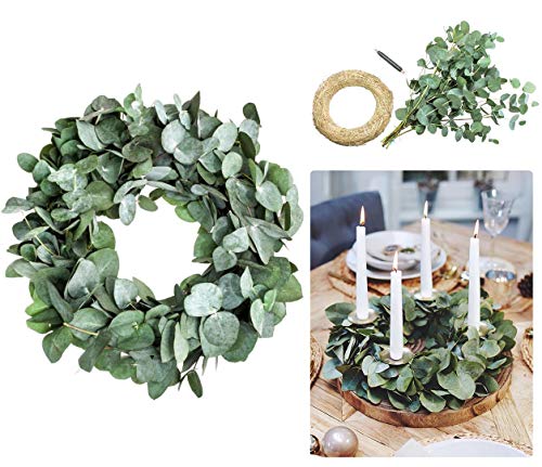 Blumigo Eukalyptuskranz DIY Kit - 30 cm - Adventskranz basteln aus frischem Eukalyptus - Kranz selber binden aus Eukalyptuszweigen von Blumigo