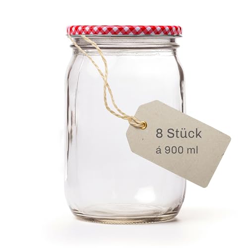Blumixx Einmachgläser mit Schraubdeckel 8er Pack Einmachglas mit Deckel - 900ml Fassungsvermögen - Ideal für Erntezeit, Konservierung & stilvolle Aufbewahrung Blumixx Einmachgläser mit Schraubdeckel 8er Pack Einmachglas mit Deckel - 900ml Fassungsvermögen - Ideal für Erntezeit, Konservierung & stilvolle Aufbewahrung von Blumixx