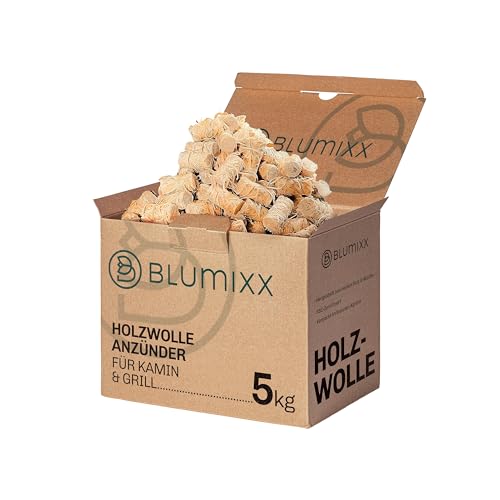Blumixx Kaminanzünder Holzwolle Anzünder 5 kg - Ökologische Kamin- und Grillanzünder aus reinem Holz und Wachs, FSC-Zertifiziert, Effiziente und nachhaltige Anzündhilfe von Blumixx
