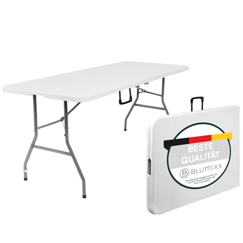 Blumixx 2X Klapptisch mit Griff 180 x 74 x 74 cm - Perfekt als Campingtisch, Gartentisch, Bierzeltgarnitur, Tapeziertisch, Festival Tisch, Balkontisch – Campingzubehör, Wetterfest, Stabil & Leicht von Blumixx
