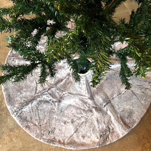 Grauer Christbaumrock aus Fellimitat, Durchmesser 98 cm – Elegante Unterlage und festlicher Teppich für Ihren Weihnachtsbaum – Hochwertige Verarbeitung für die Festliche Jahreszeit von Blumixx