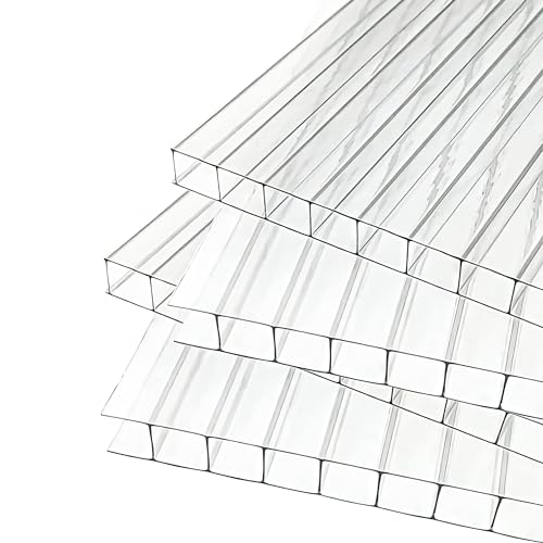 Hohlkammerstegplatte für Gewächshaus 60,5 x 24 cm – 4mm Doppelstegplatten, Wetterfeste Polycarbonat Dachplatten, Terrassendächer & mehr – Langlebig, Transparent, UV-beständig von Blumixx