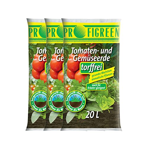 Profigreen Tomatenerde torffrei mit nachhaltigem Langzeitdünger - Gartenerde mit Natur Dünger für Tomaten & andere Gemüsesorten - Pflanzerde mit Bodenhilfsstoff für Tomatenpflanzen (60 Liter) von Blumixx