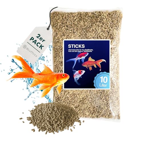 Teichsticks Premium 20L / 1600g Fischfutter für Goldfisch, Koi, Teichfische, Pond Sticks Koifutter Gold-Fischfutter für den Gartenteich ohne Wassertrübung von Blumixx