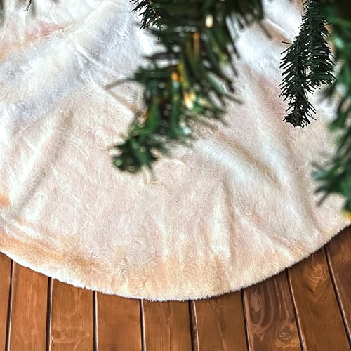 Weißer Christbaumrock aus Fellimitat mit einem Durchmesser von 98 cm – Elegante Unterlage und festlicher Teppich für Ihren Weihnachtsbaum – Hochwertige Verarbeitung für die Festliche Jahreszeit von Blumixx