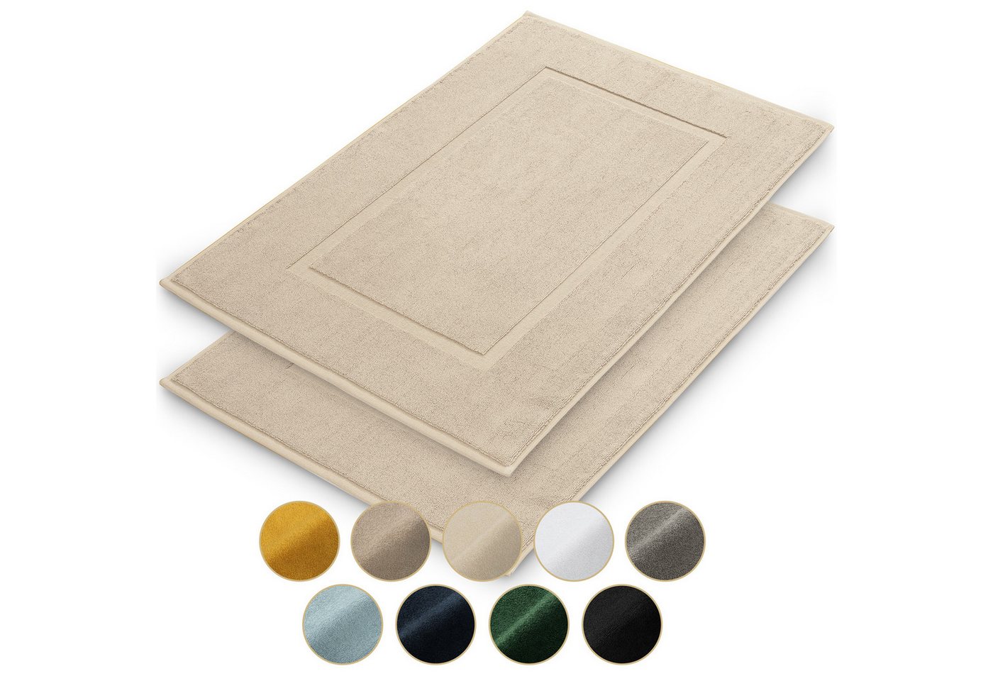 Badematte Premium Badezimmerteppich Terry - schnell trocknend & strapazierfähig Blumtal, 100% Baumwolle, 50x80 cm, Oeko-Tex zertifiziert, Baumwolle, Rechteckig, 2 teilig von Blumtal