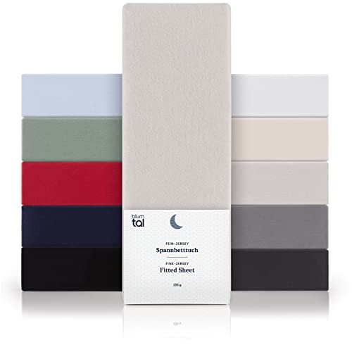 Blumtal® Basics Jersey (2er-Set) Spannbettlaken 160x200cm -Oeko-TEX Zertifiziert, 100% Baumwolle Bettlaken, bis 20cm Matratzenhöhe, Moonlight Grey - Grau von Blumtal